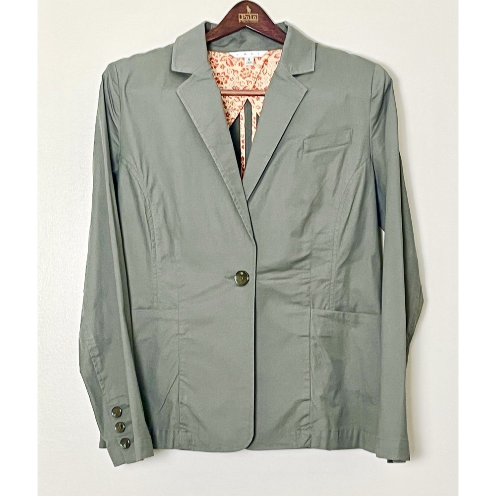 Cabi Blazer Jacket Women's Small Olive Green One Button Preppy Office